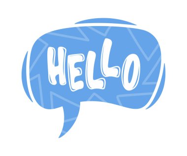 Merhaba konuşma balonu çizgi film iletişim mesajı.