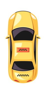 Taksi taksisi araba görüntüsü çizgi film tasarımı