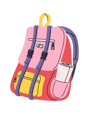 Sevimli okul çantası eğitim çantası el çizimi.