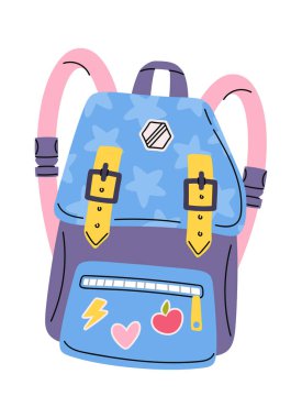 İlkokul öğrencisi el çantası eğitici sırt çantası çizmiş.