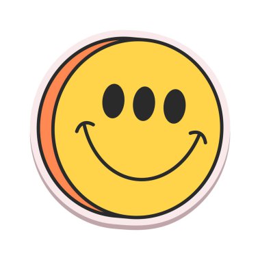 Mutlu gülen yüz retro sticker stiovy tasarımı