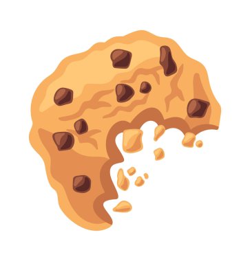 Isırılmış çikolatalı yulaflı kurabiye çizgi film ziyafeti.