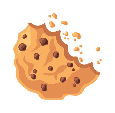 Çikolata parçacıklı yulaf ezmeli kurabiye tatlı fırın çizgi filmi