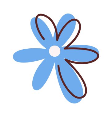 Mavi çiçek renkli tomurcuk el çizimi tasarımı