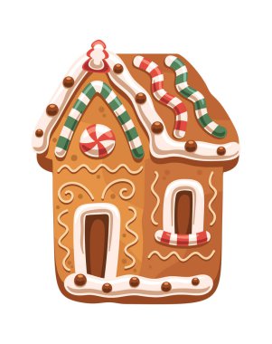 Noel kurabiyesi evi dekore edilmiş karamel şeker kamışı