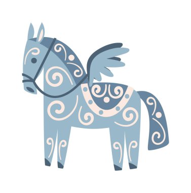 Sevimli kanatlı Noel atı uçan bayram sembolü