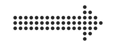 Uzun ve kesik oklar sağ tarafı işaret ediyor.