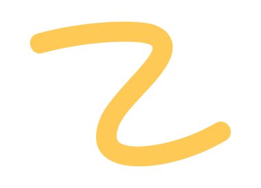 Dalgalı sarı çizgi eğri bir sembol çiziyor.