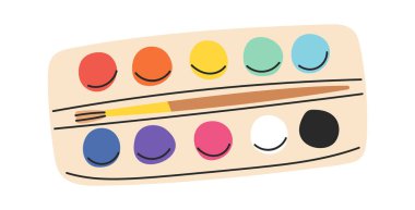 Suluboya renkli palet kutusu çizer