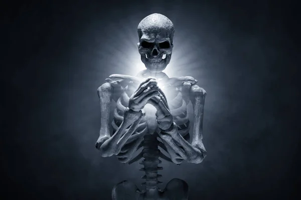 暗い背景に人間の骨格 — ストック写真