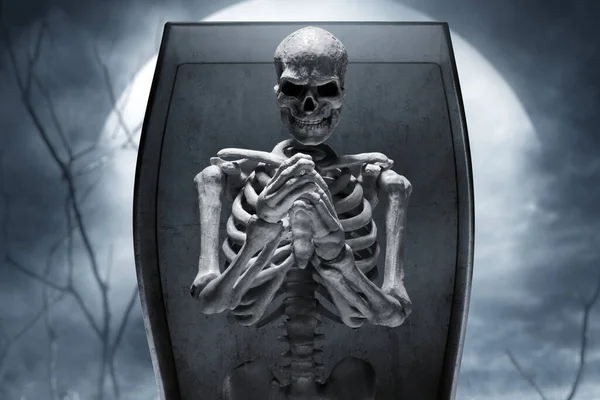 Mänskliga Skelett Död Halloween Tema — Stockfoto