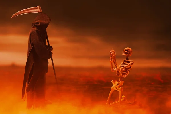 Morte Esqueleto Humano Inferno — Fotografia de Stock