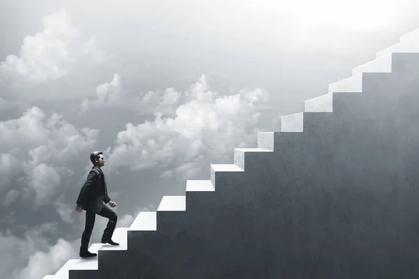 Business man climbing stairs 3d illustration