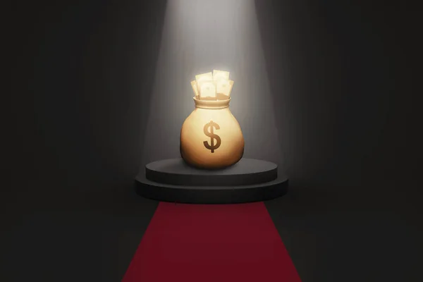 Money prize 3d illustration on dark background