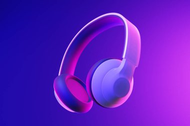 Beyaz kulaklıklar 3d görüntü arkaplanı