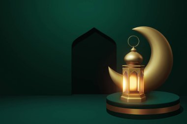 Arabic lantern on 3d illustration