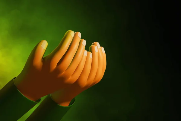 Hands praying on 3d illustration