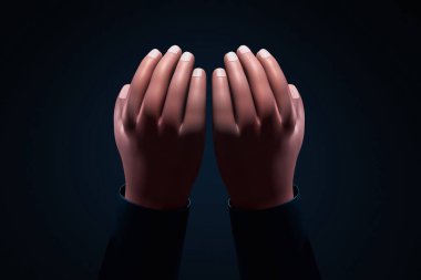 Hands praying on 3d illustration
