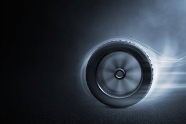 Car tires on the street 3d illustration