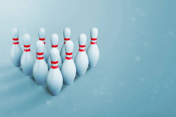 Bowling pins on 3d illustration