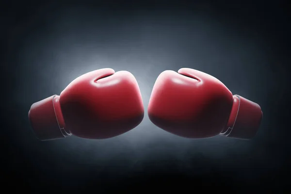 深色底色红色拳击手套3D插图 — 图库照片