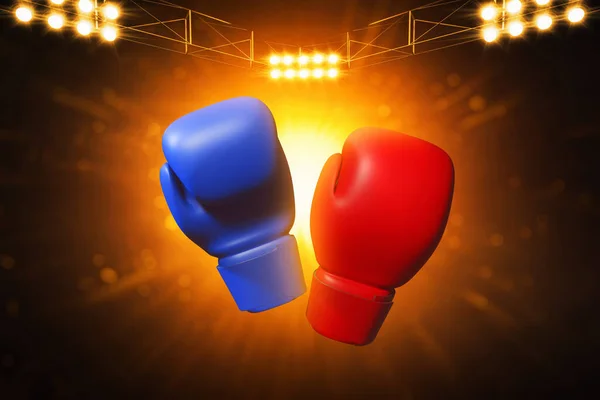 Röd Boxningshandske Kontra Blå Boxningshandske Illustration — Stockfoto