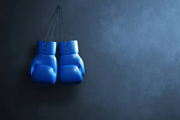 Синие Боксерские Перчатки Трехмерной Иллюстрацией — стоковое фото