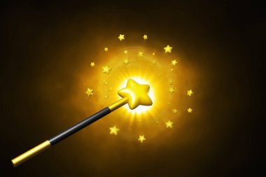 3 boyutlu resimde çizgi film sihirli değneği numarası