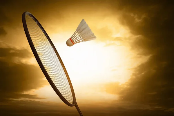 Badminton match on 3d illustration