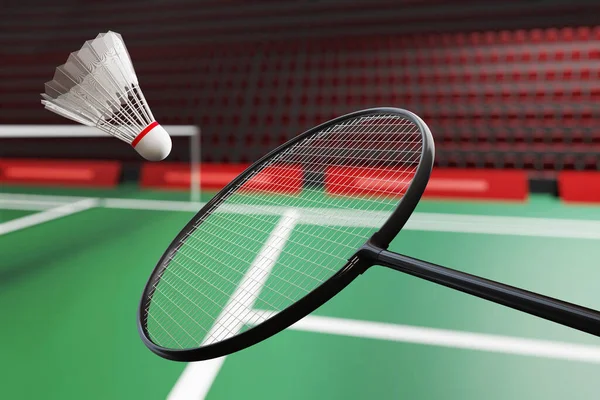 Badminton match on 3d illustration