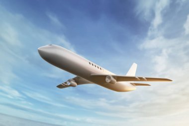 3D illüstrasyon üzerinde uçan uçak