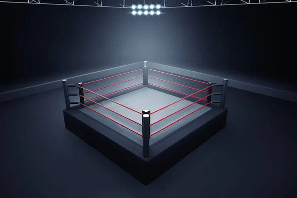 职业拳击台3D插图 — 图库照片