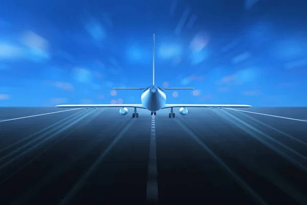 Flygplan Som Lyfter Natten Illustration — Stockfoto