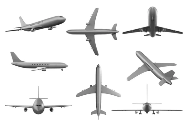 Set Airplane Collection Isolated White Background Illustration — Stock Photo, Image