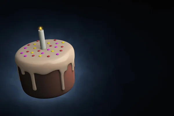 Birthday Cake Flying Dark Background Illustration — Stock Photo, Image