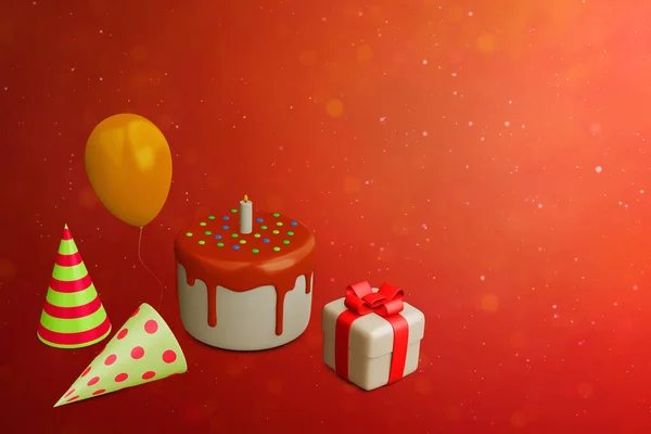 子供の誕生日パーティー装飾上の3Dイラスト — ストック写真