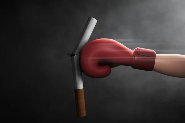 暗い背景3Dイラスト上の喫煙タバコの概念 — ストック写真