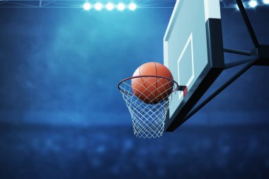 3D illüstrasyon üzerine basketbol potası