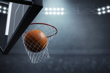 3D illüstrasyon üzerine basketbol potası