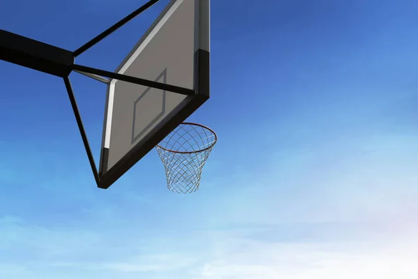 3D插图上的篮球篮筐 — 图库照片