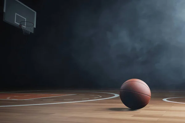 Basketball Auf Leerem Platz Illustration — Stockfoto