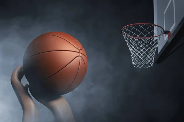 Giocatore Basket Sfondo Scuro Illustrazione — Foto Stock
