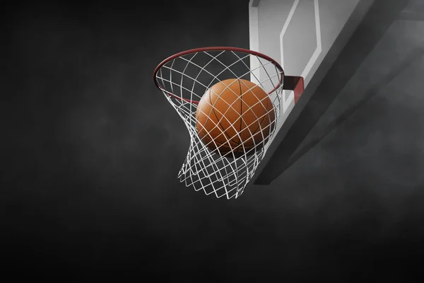 Basketballball Auf Leerem Dunklen Hintergrund Illustration — Stockfoto