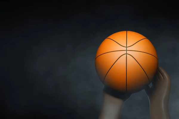 暗い背景の3Dイラストのバスケットボール選手 — ストック写真