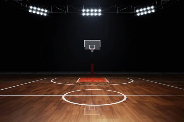 Empty basketball court on 3d illustration