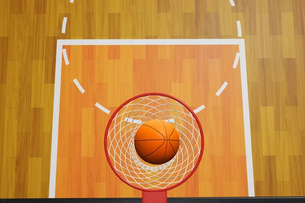 トップ表示バスケットボールフープ上の3Dイラスト — ストック写真