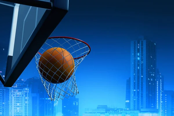 Basketball Hoop Night Illustration — Stock Photo, Image