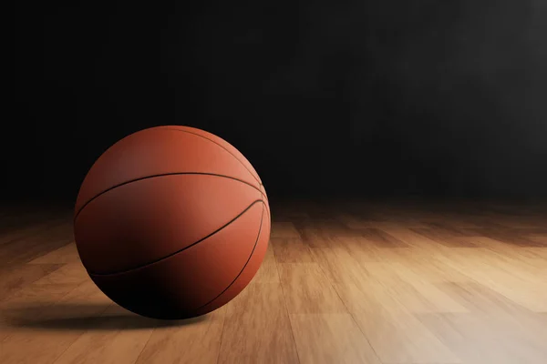 Basketball Auf Leerem Dunklen Hintergrund Illustration — Stockfoto