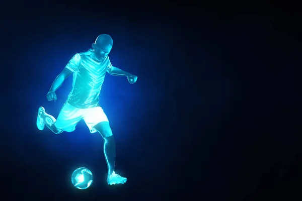 Fußballer Auf Blauem Hintergrund — Stockfoto