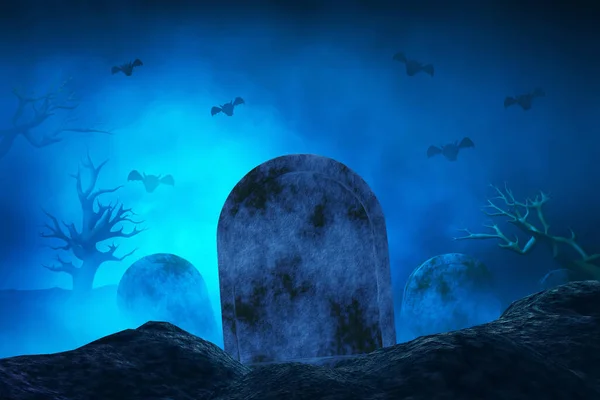 묘지에서 박쥐와 일러스트레이션 — 스톡 사진